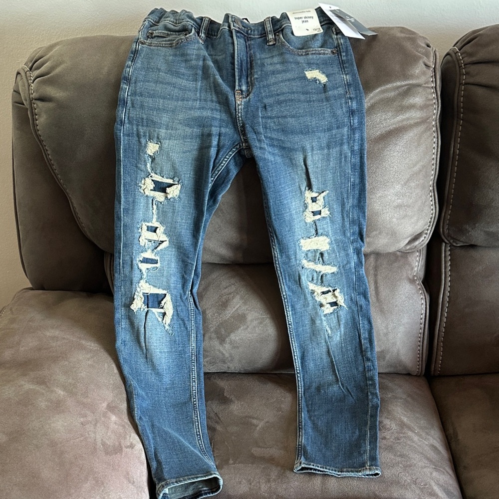 Abercrombie Kids Distressed Blue Jeans